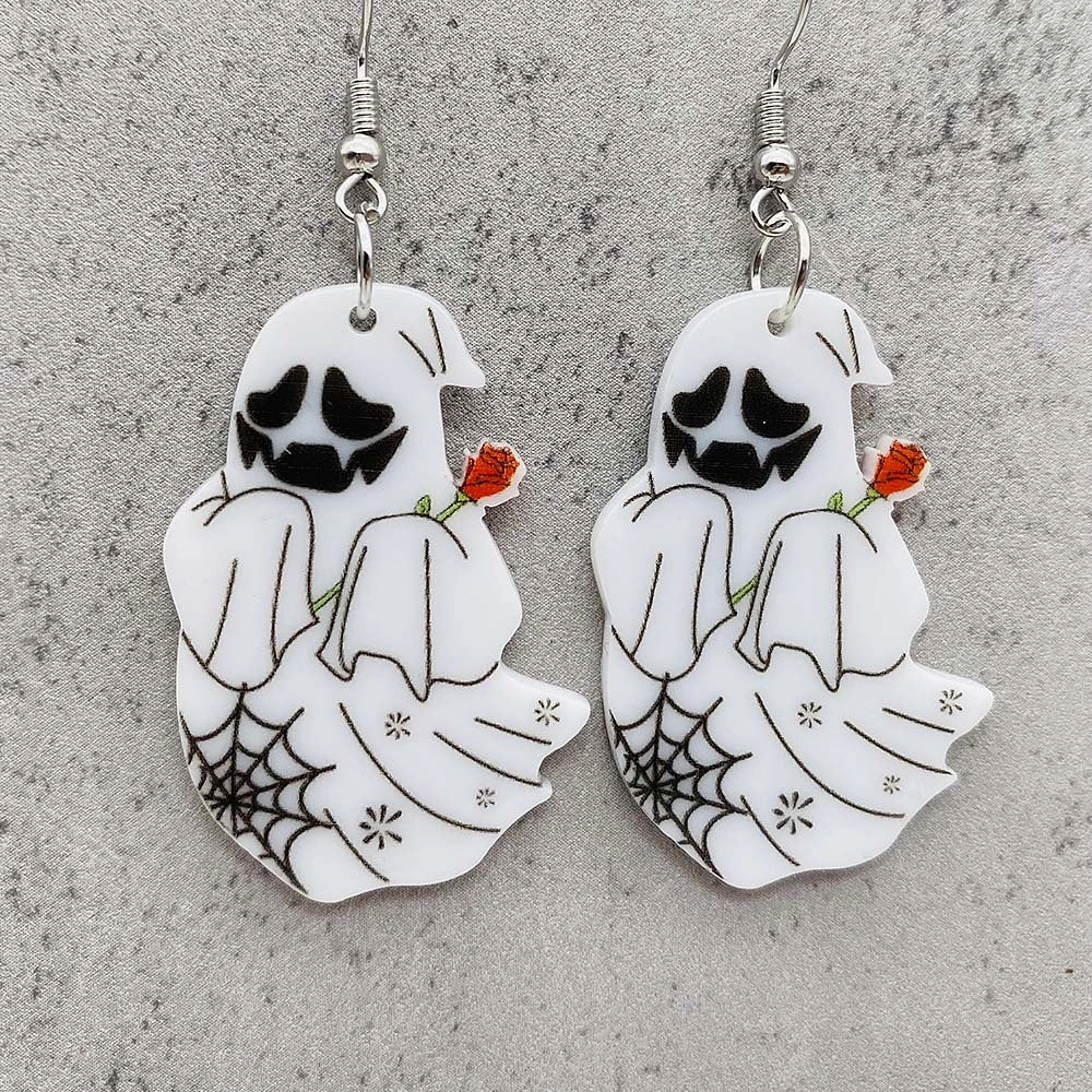 Wholesale Halloween Earrings White Ghost Acrylic Drop Earrings