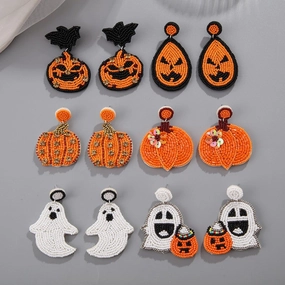 Wholesale Halloween fabric rice beads ethnic style earrings for women
