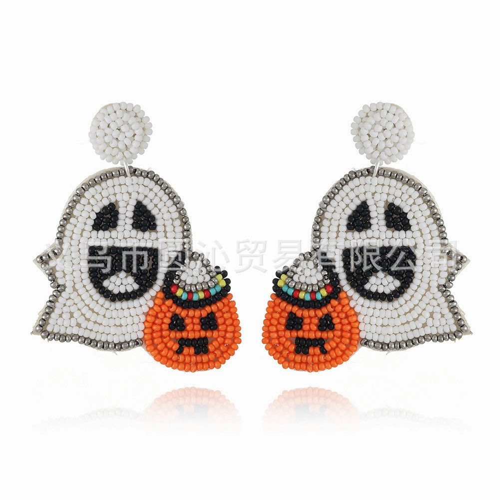 Wholesale Halloween fabric rice beads ethnic style earrings for women