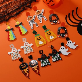 Wholesale Halloween Flame Demon Cute Little Ghost Acrylic Earrings