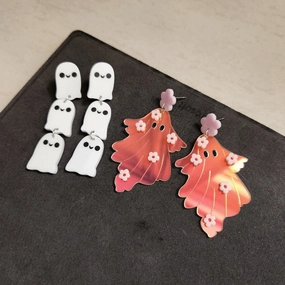 Wholesale Halloween Flowers Ghost Acrylic Earrings