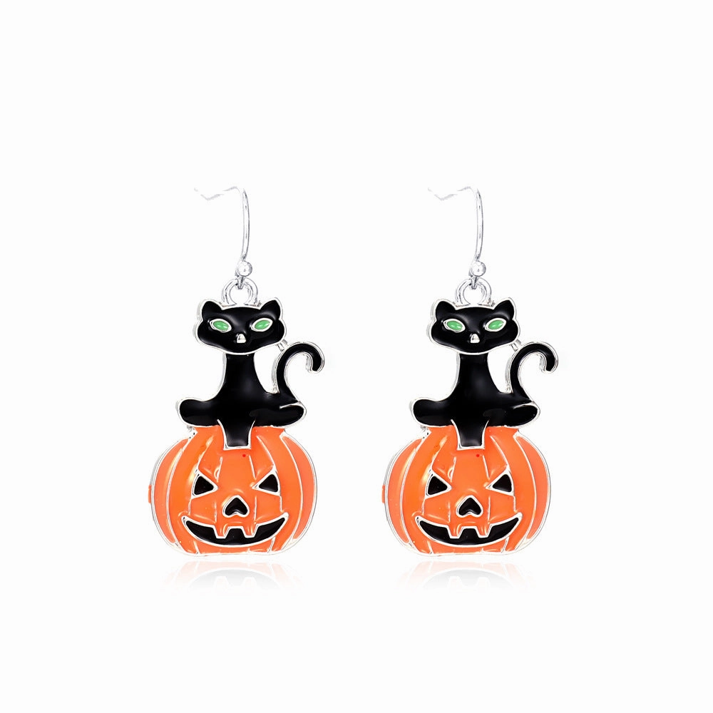 Wholesale Halloween Fun Ghost Pumpkin Spider Alloy Earrings