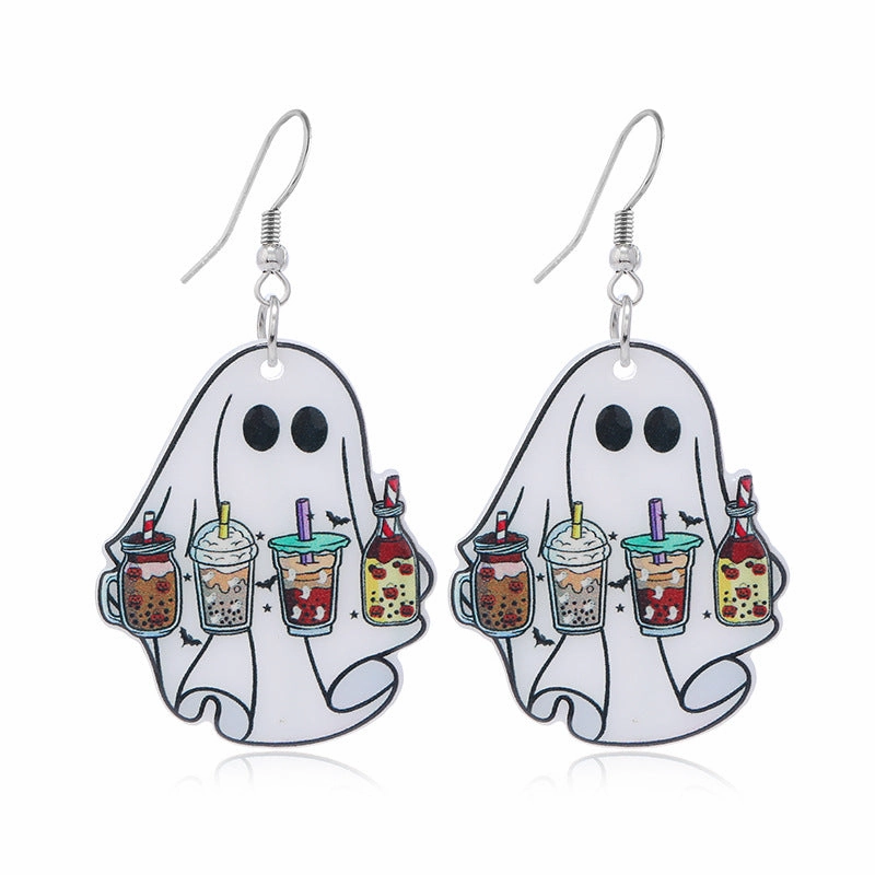 Wholesale Halloween Funny Cool Girl Ghost Wind Acrylic Personality Earrings