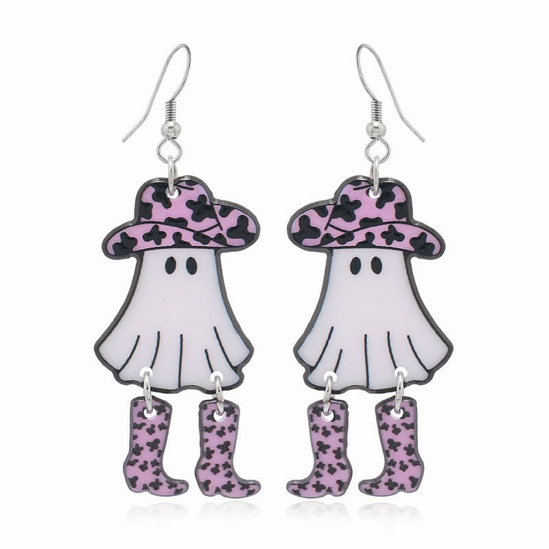 Wholesale Halloween Funny Mushroom Ghost Festival Retro Acrylic Earrings