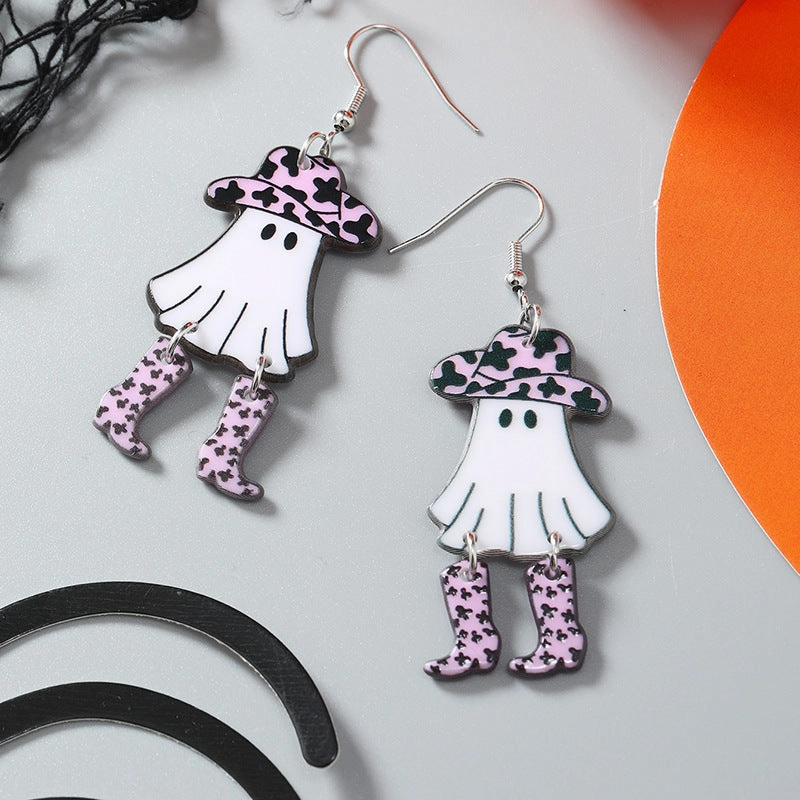 Wholesale Halloween Funny Mushroom Ghost Festival Retro Acrylic Earrings
