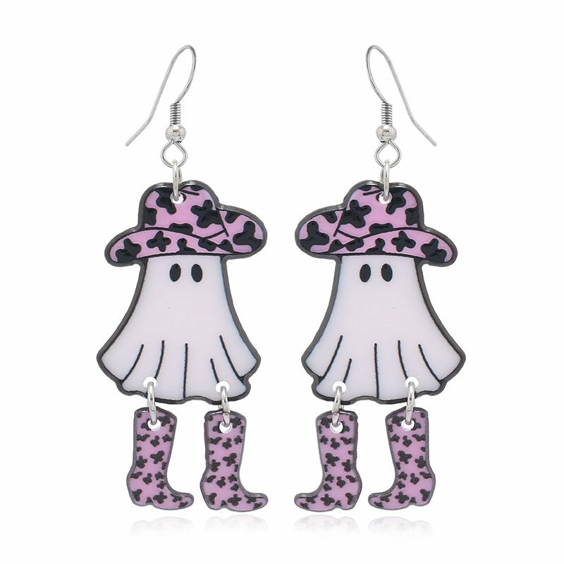 Wholesale Halloween Funny Mushroom Ghost Festival Retro Acrylic Earrings
