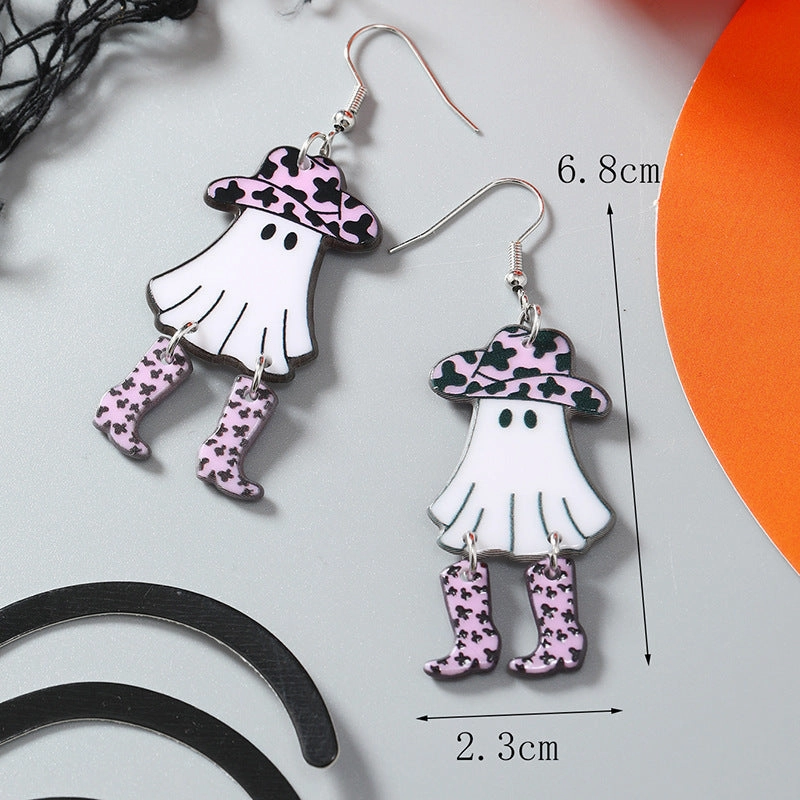 Wholesale Halloween Funny Mushroom Ghost Festival Retro Acrylic Earrings