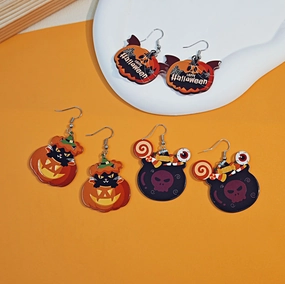 Wholesale Halloween Funny Trend Ghost Pumpkin Acrylic Earrings