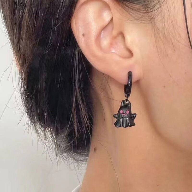 Wholesale Halloween Ghost Asymmetric Alloy Earrings