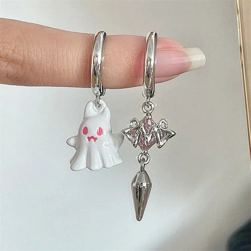 Wholesale Halloween Ghost Asymmetric Alloy Earrings