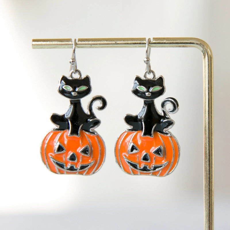 Wholesale Halloween Ghost Drip Oil Heart Alloy Earrings