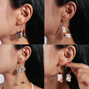 Wholesale Halloween Ghost Mummy Spider Web Tassel Earrings