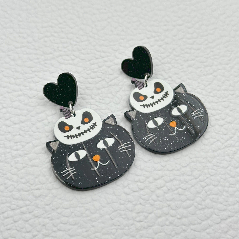 Wholesale Halloween Ghost Pumpkin Cartoon Animal Acrylic Earrings