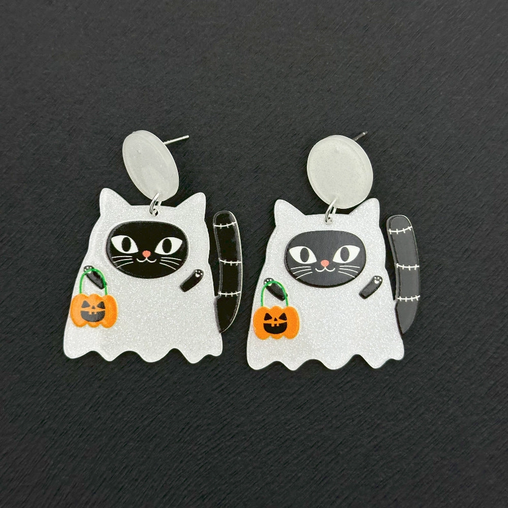 Wholesale Halloween Ghost Pumpkin Cartoon Animal Acrylic Earrings