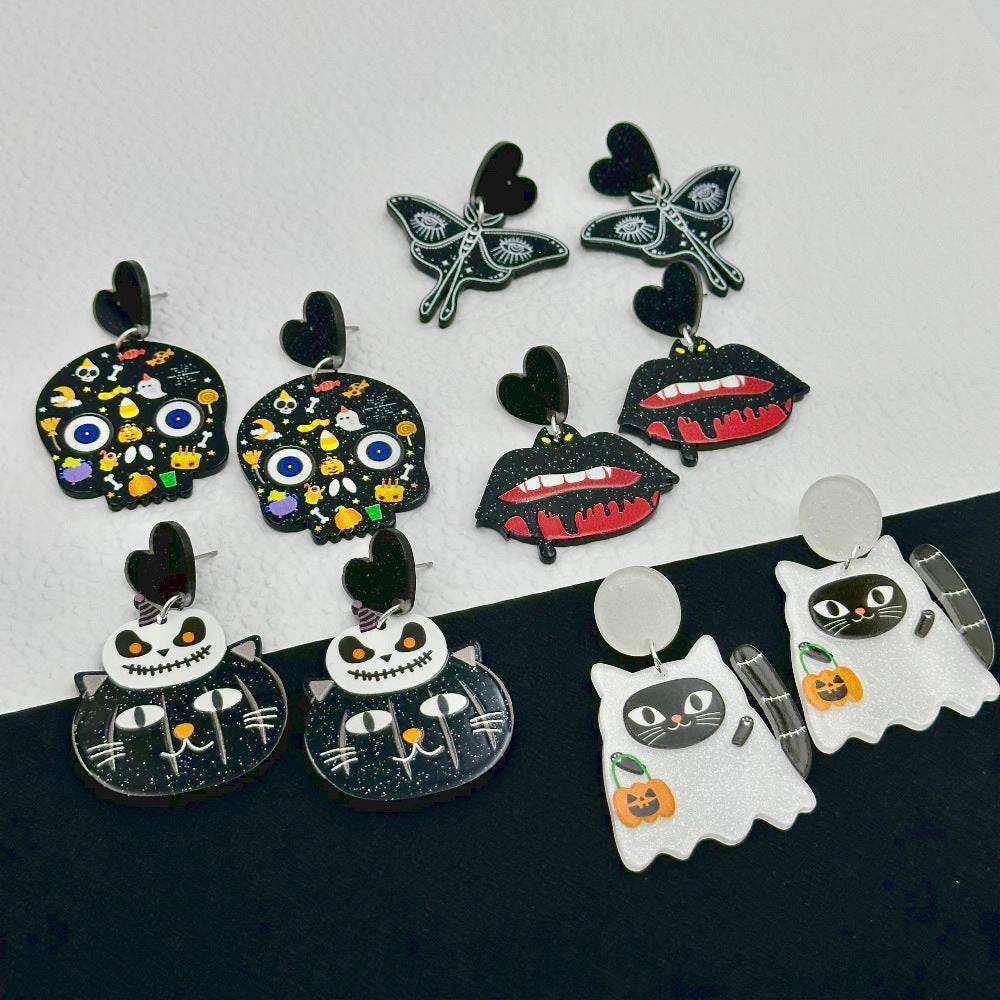 Wholesale Halloween Ghost Pumpkin Cartoon Animal Acrylic Earrings