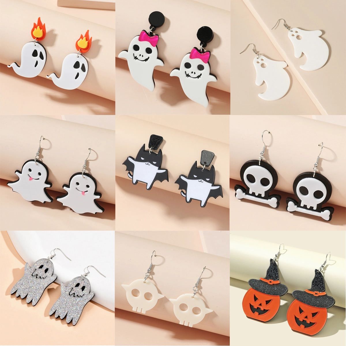 Wholesale Halloween Ghost Pumpkin Fun Acrylic Earrings