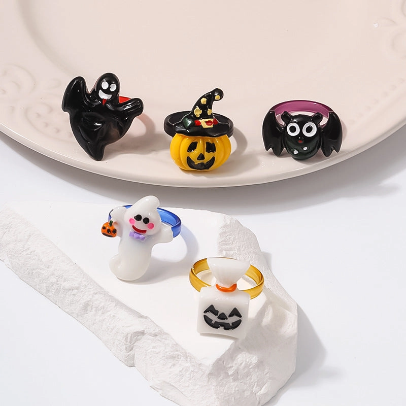 Wholesale Halloween Ghost Pumpkin Head Multiple Resin Rings