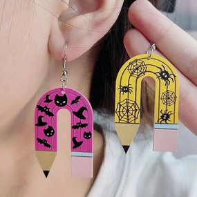 Wholesale Halloween Ghost U-shaped Pencil Acrylic Exaggerated Earrings