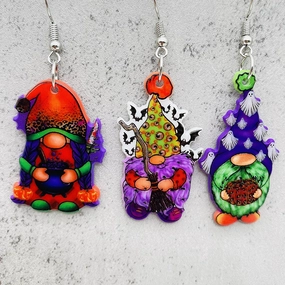 Wholesale Halloween Gnome Gnome Ghost Double Sided Printed Acrylic Earrings