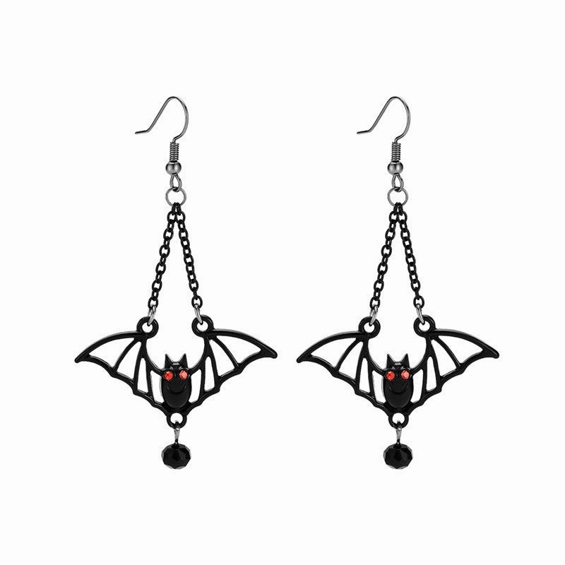 Wholesale Halloween Gothic Black Bat Alloy Earrings