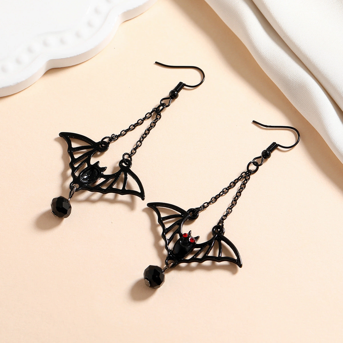 Wholesale Halloween Gothic Black Bat Alloy Earrings