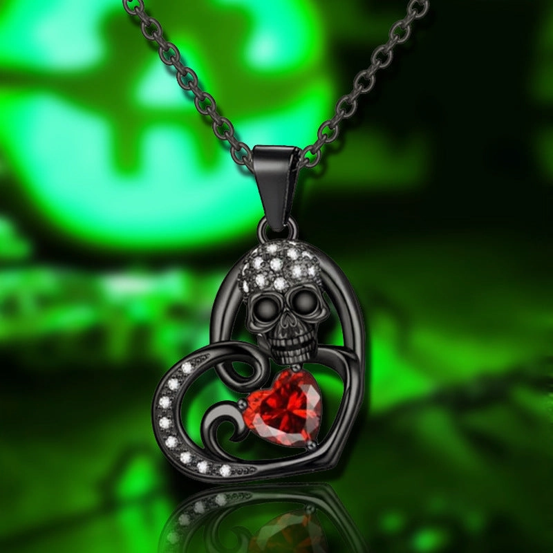 Wholesale Halloween Gothic Love Skull Necklace