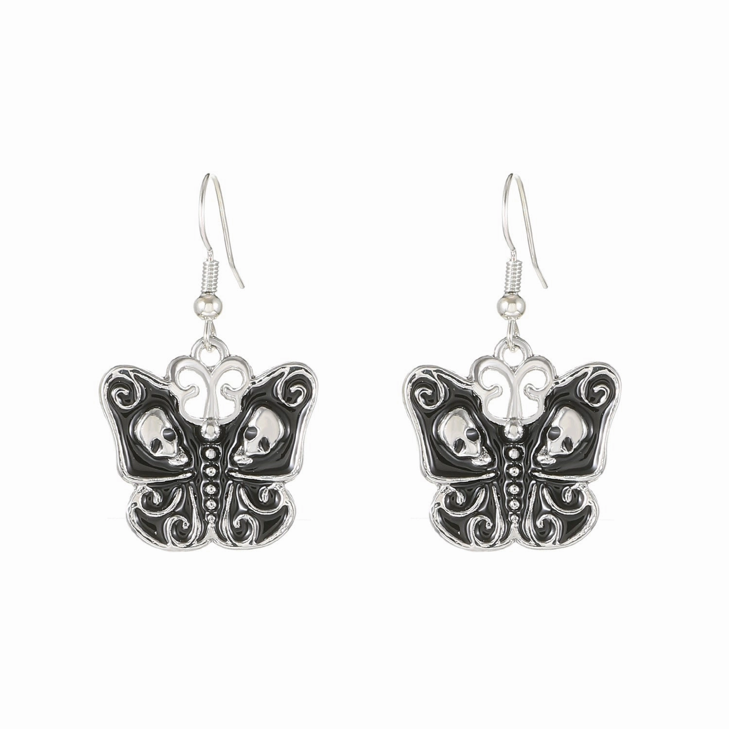 Wholesale Halloween Half Skeleton Crescent Gothic Exaggerated Alloy Earrings