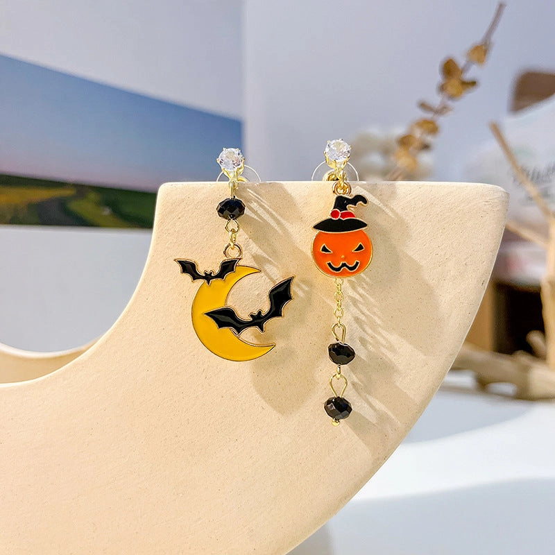 Wholesale Halloween Holiday Color Matching Pumpkin Ghost Alloy Earrings