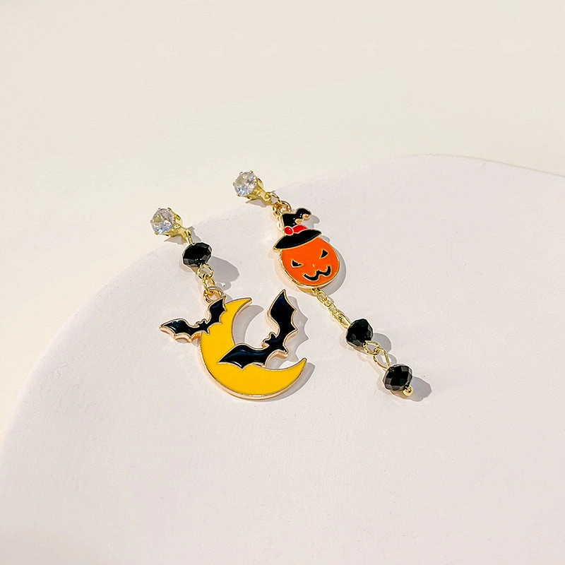 Wholesale Halloween Holiday Color Matching Pumpkin Ghost Alloy Earrings