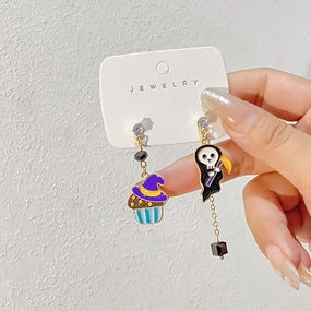 Wholesale Halloween Holiday Color Matching Pumpkin Ghost Alloy Earrings