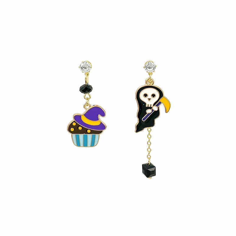 Wholesale Halloween Holiday Color Matching Pumpkin Ghost Alloy Earrings