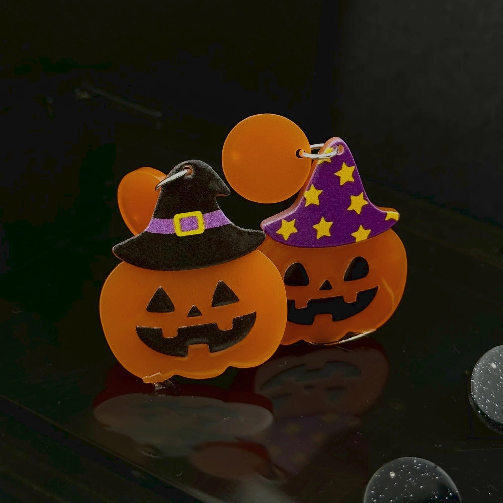 Wholesale Halloween Hollow Cartoon Ghost Pumpkin Cat Acrylic Earrings