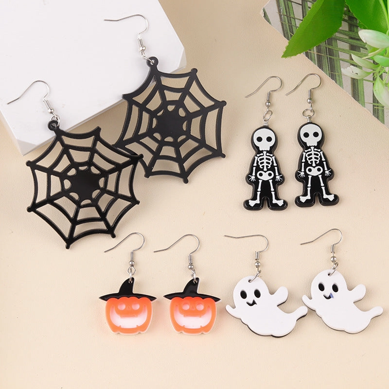 Wholesale Halloween Horror Spider Ghost Acrylic Earrings