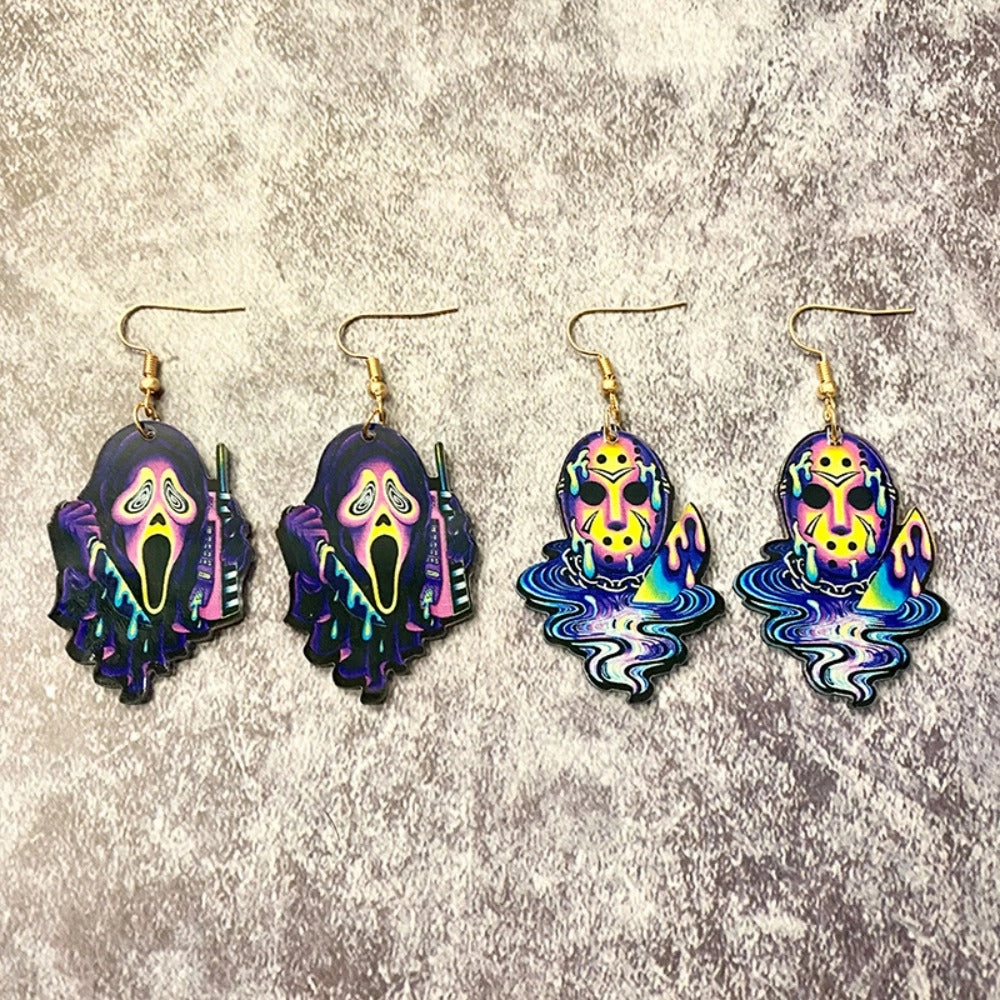 Wholesale Halloween Horror Tie Dye Printed Acrylic Earrings