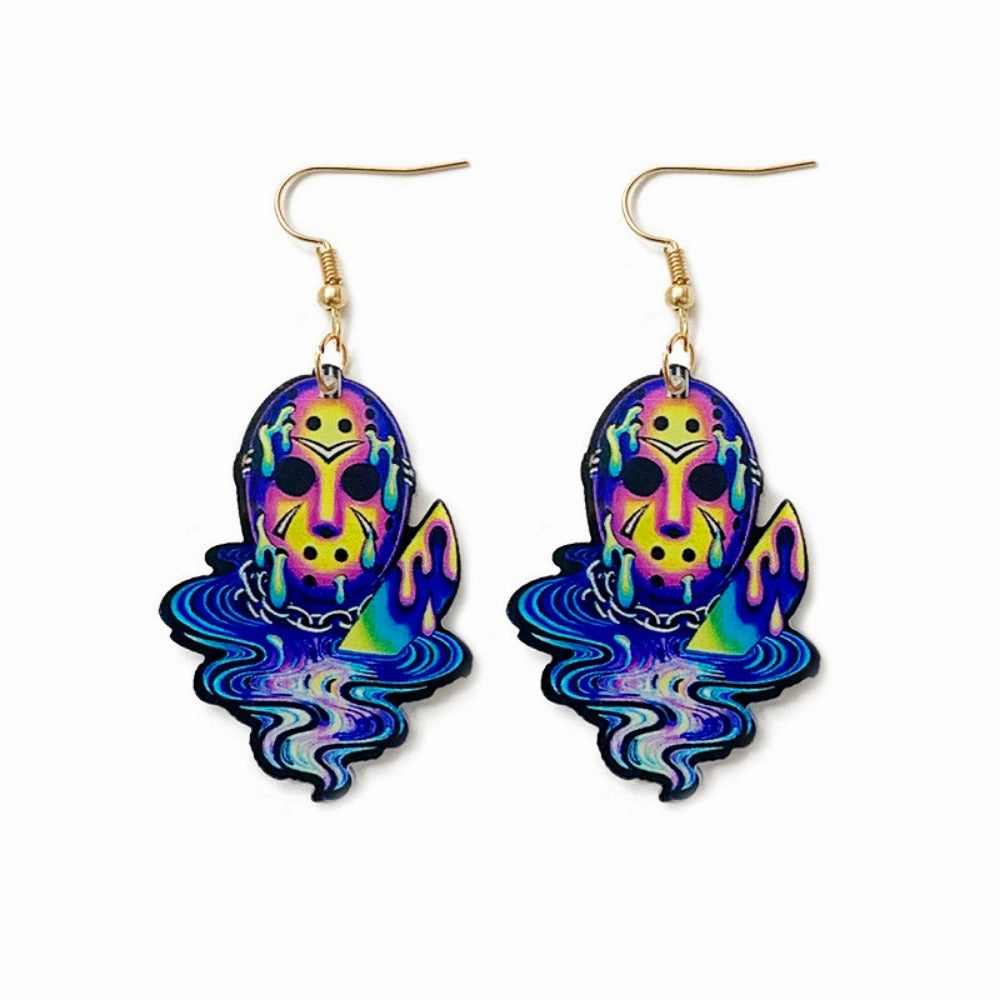 Wholesale Halloween Horror Tie Dye Printed Acrylic Earrings