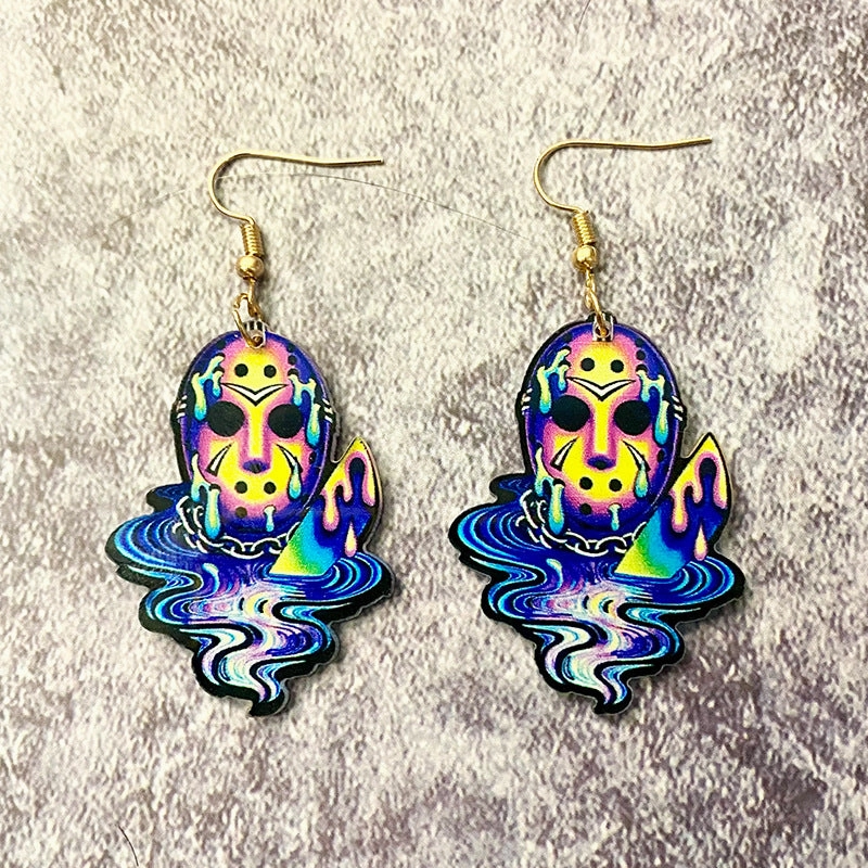 Wholesale Halloween Horror Tie Dye Printed Acrylic Earrings