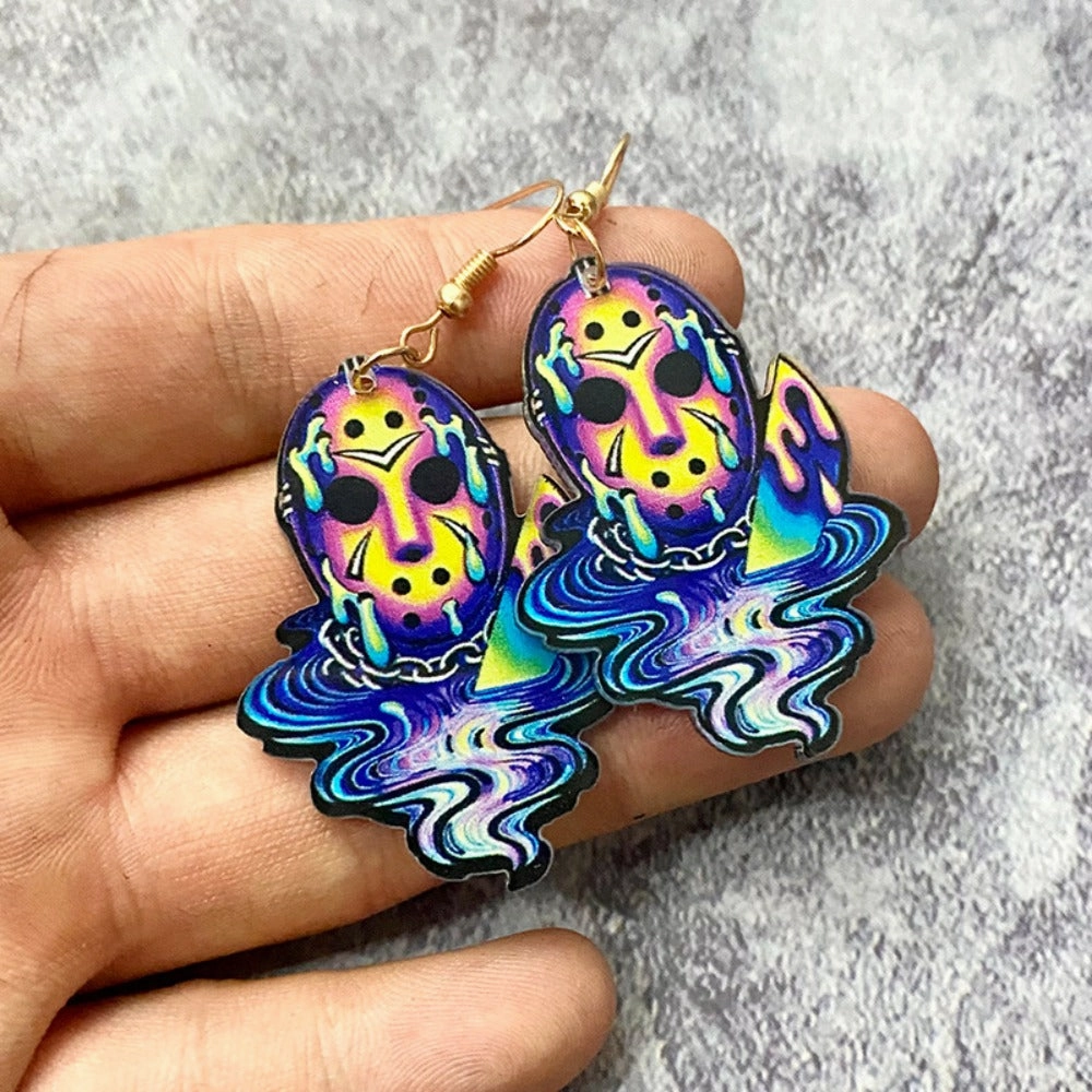 Wholesale Halloween Horror Tie Dye Printed Acrylic Earrings