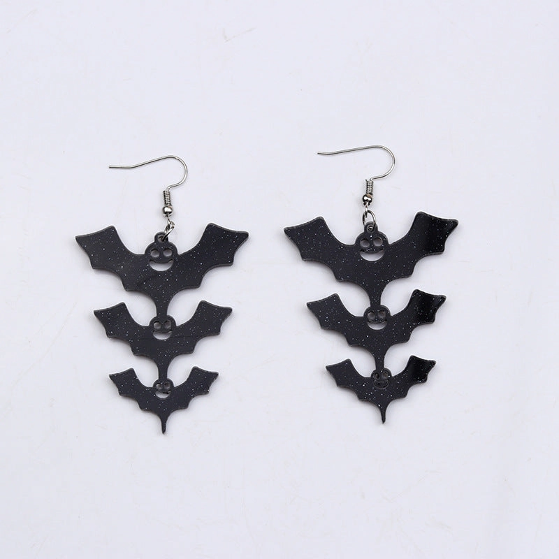 Wholesale Halloween Ladder Bat Acrylic Earrings