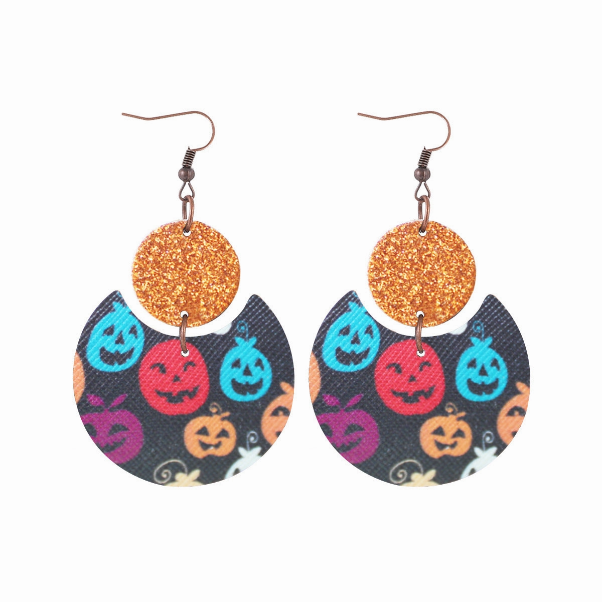 Wholesale Halloween Leather Cartoon Pumpkin Ghost Earrings