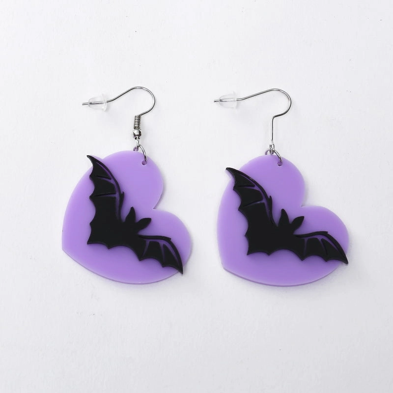 Wholesale Halloween Little Devil Cute Purple Bat Wings Acrylic Earrings