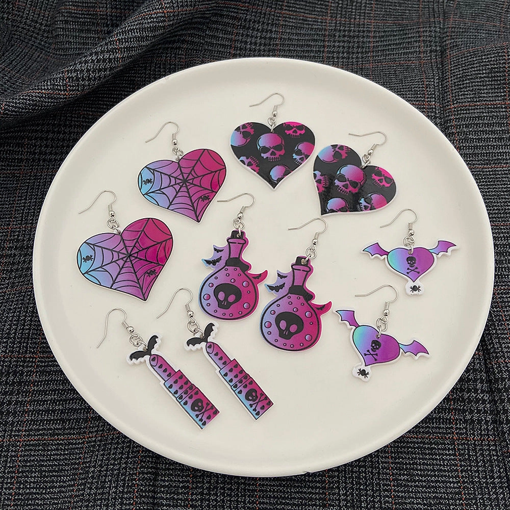 Wholesale Halloween Love Skeleton Cartoon Alloy Earrings