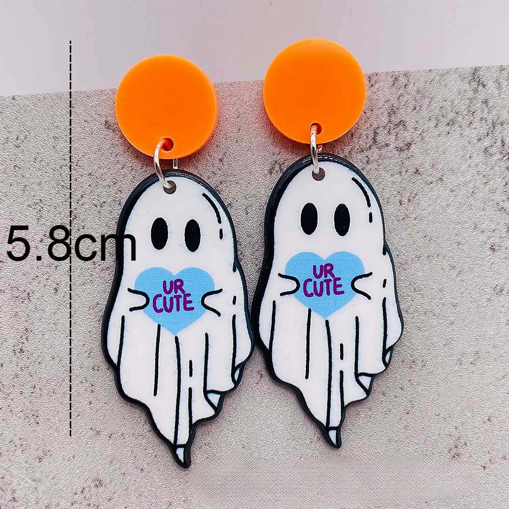 Wholesale Halloween Mushroom Head Ghost Pendant Earrings