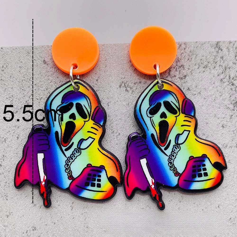 Wholesale Halloween Mushroom Head Ghost Pendant Earrings