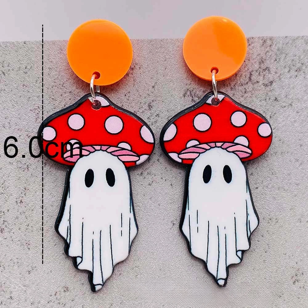 Wholesale Halloween Mushroom Head Ghost Pendant Earrings
