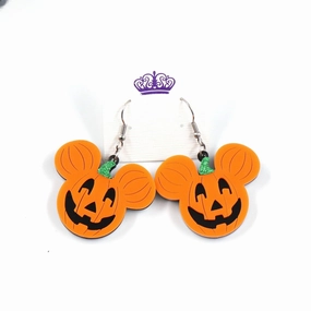 Wholesale Halloween New Acrylic Gold Pumpkin Head Earrings Exaggerated Alternative Earrings