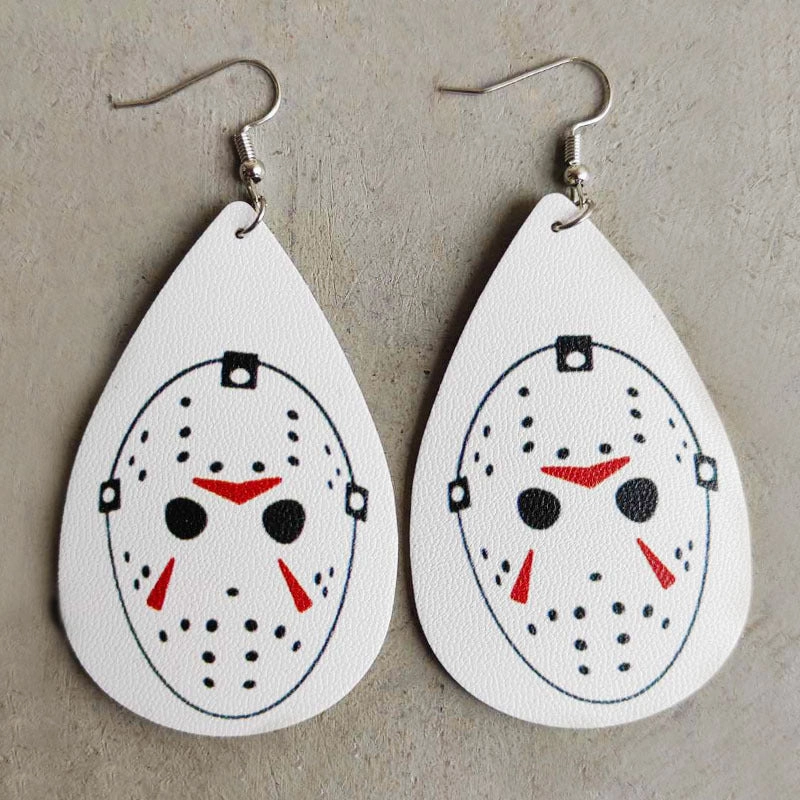 Wholesale Halloween PU Clown Blood Stain Rainbow Leopard Print Leather 2 in A Pack