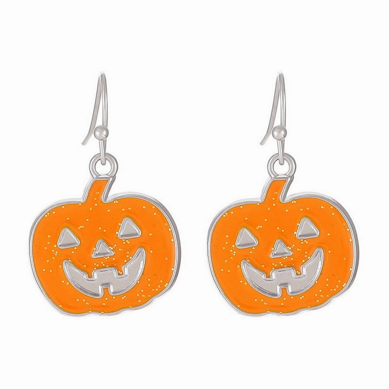 Wholesale Halloween Pumpkin Ghost Head Alloy Earrings