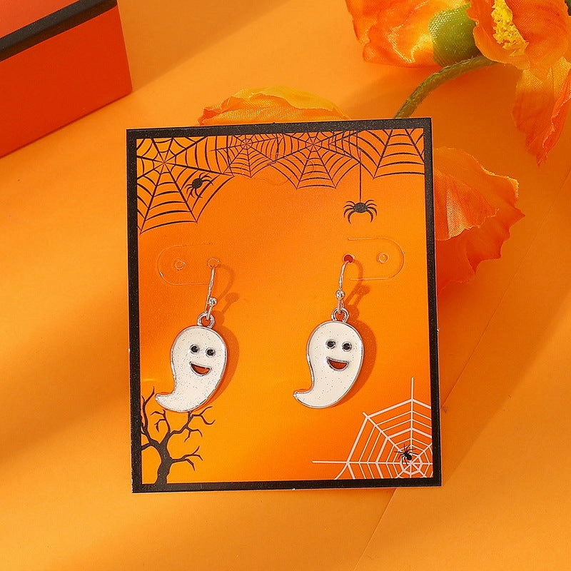 Wholesale Halloween Pumpkin Ghost Head Alloy Earrings