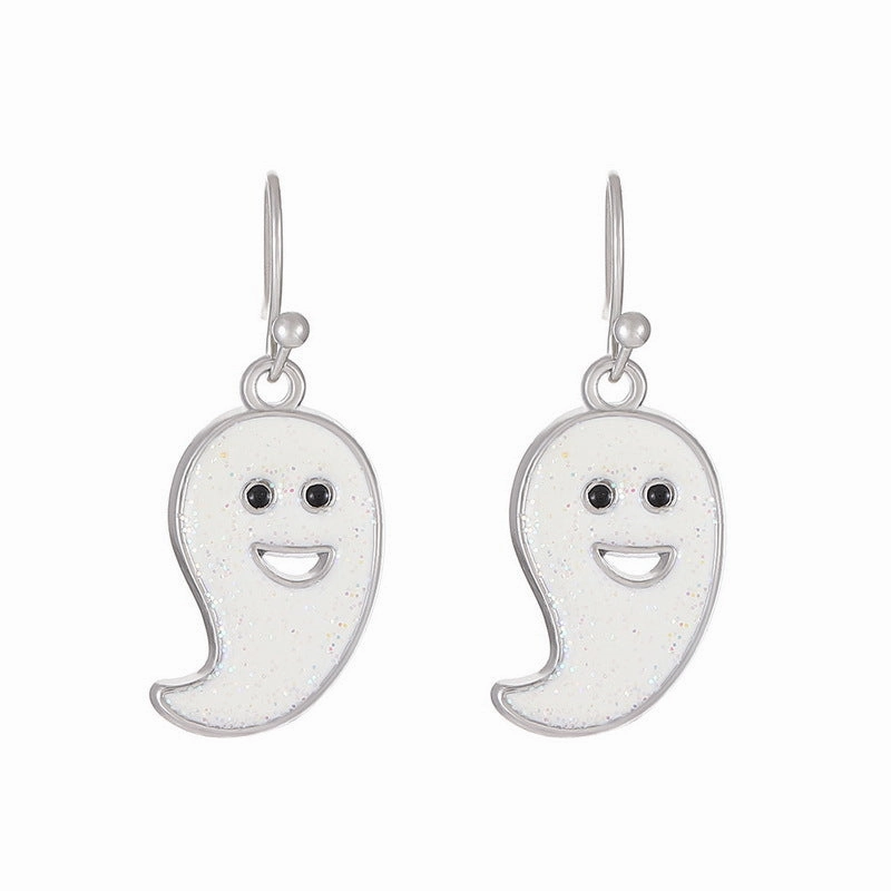Wholesale Halloween Pumpkin Ghost Head Alloy Earrings