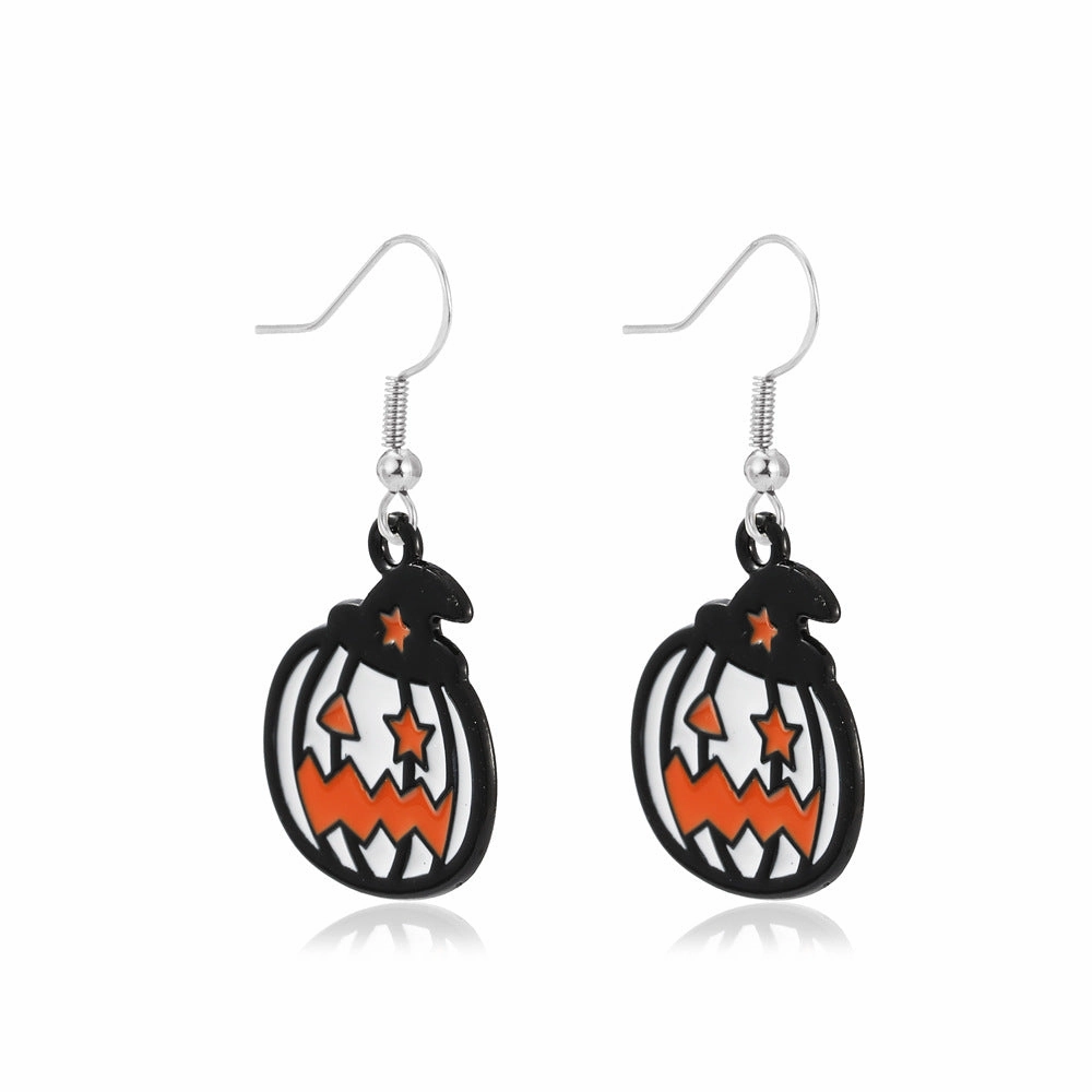 Wholesale Halloween Pumpkin Head Ghost Creative Alloy Earrings